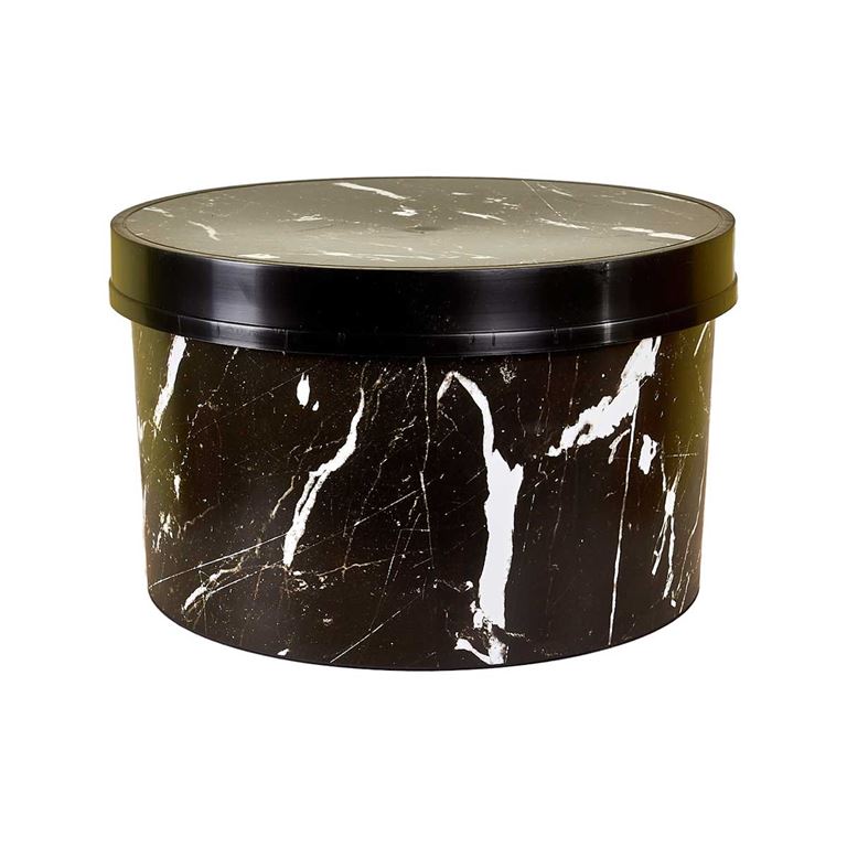 Qutu Roundbox  Black Marble - 15 Litre Yuvarlak Saklama Kutusu