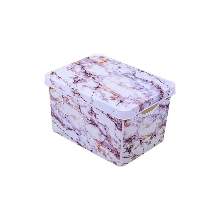 QUTU Style Box Marble Plastik Dekoratif Kutu Seti - 2x 20 Litre - 1