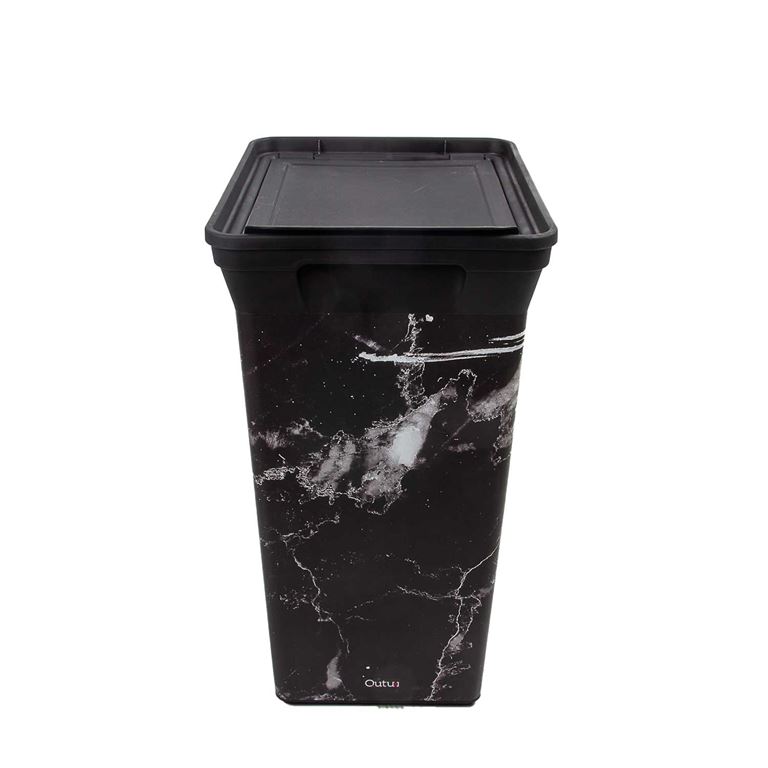 Qutu Trashbin  Black Marble 40 L plastik çöp kovası - 2